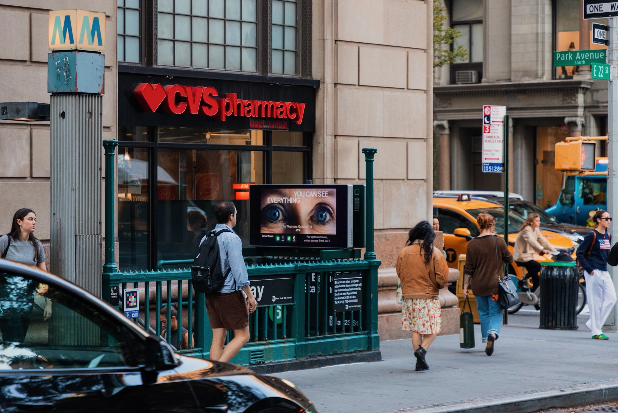 You Can See Everything A24 campaign displayed at a New York subway entrance on Park Avenue.