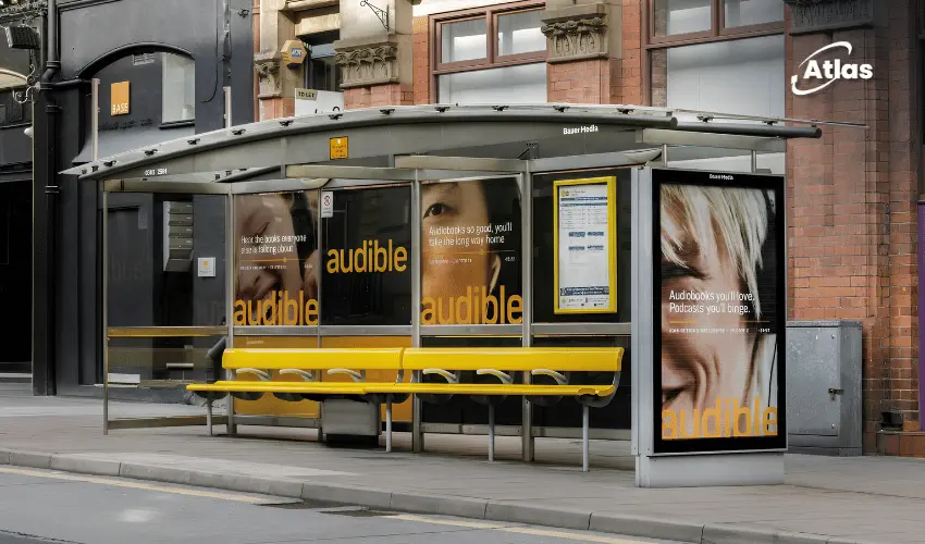Audible bus shelter wraps across six UK cities
