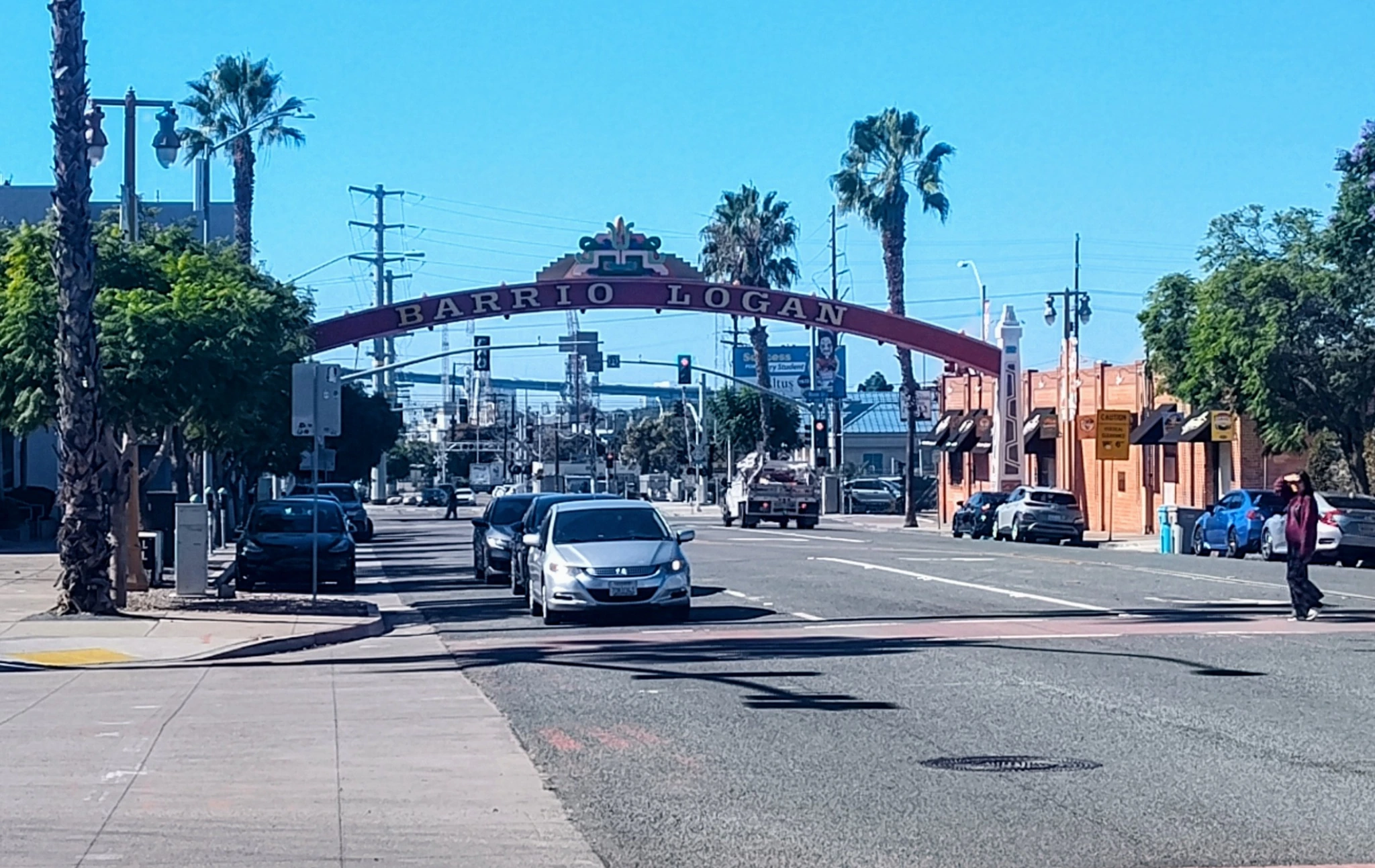 Barrio Logan gateway arch spanning the street in San Diego.