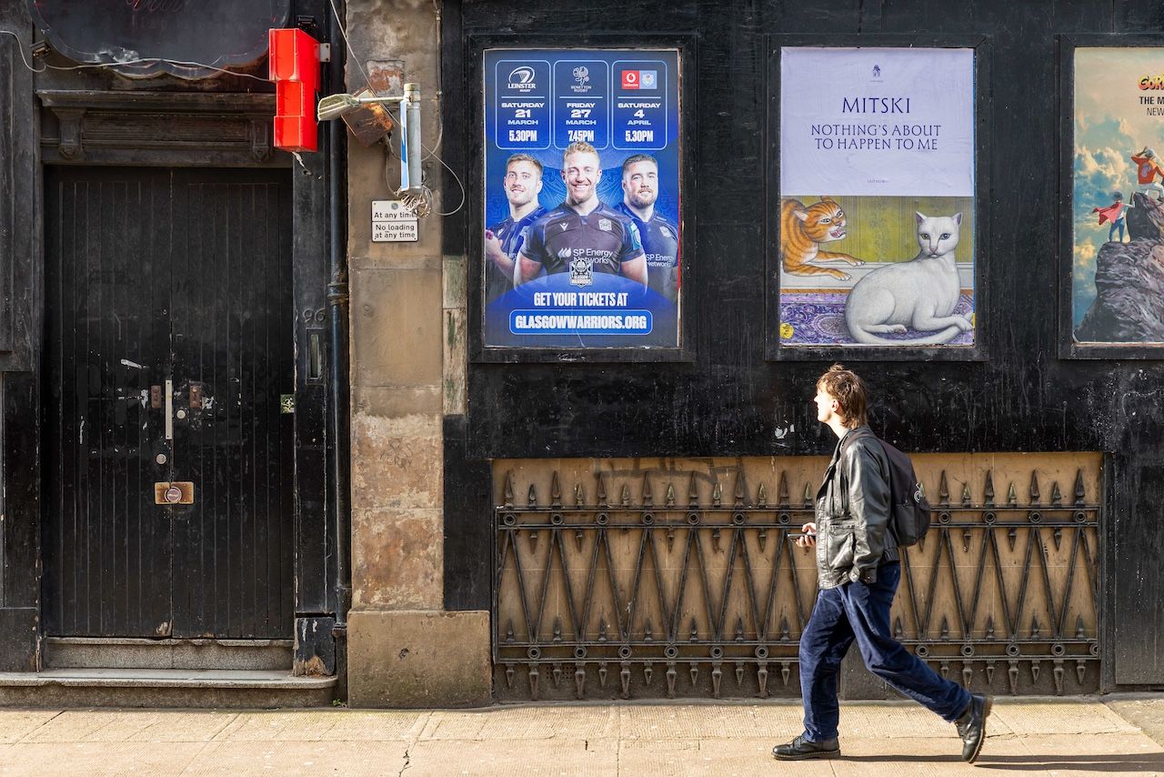 OOH poster campaign in Glasgow promoting upcoming fixtures