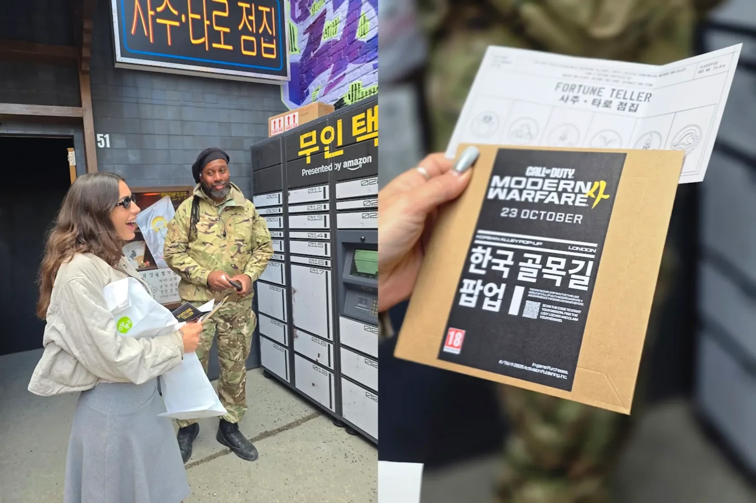 Call of Duty mission card and Amazon Loot Locker interaction at the Modern Warfare 4 experiential activation.