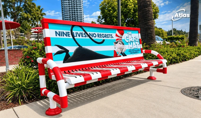 The Cat in the Hat Bench OOH Campaign in Los Angeles: Special-Build Street Furniture