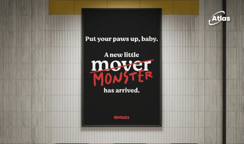 Huggies Pop Culture OOH: Little Movers Minimalist Billboard Strategy