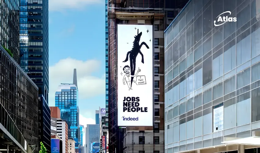 Indeed's 'Jobs Need People' Billboard Turns a Unicorn Into a Hiring Message