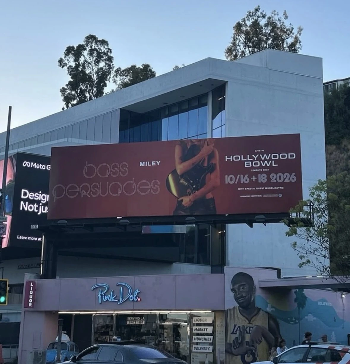 Miley Cyrus Bass Persuades billboard promoting Hollywood Bowl live dates in October 2026.