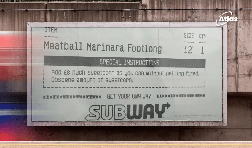 Subway \'Get Your Own Way\' OOH Campaign: Receipt-Style Outdoor Advertising