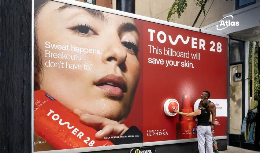 Tower 28 Turns a Billboard Into a Giant Skincare Tester in New York City