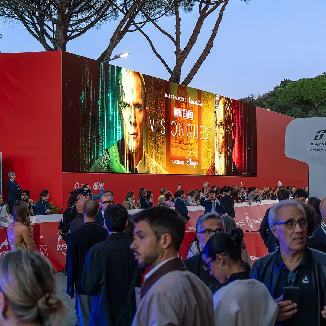 VisionQuest Maxi Ledwall at the Rome Film Festival red carpet at Auditorium Parco della Musica Ennio Morricone.