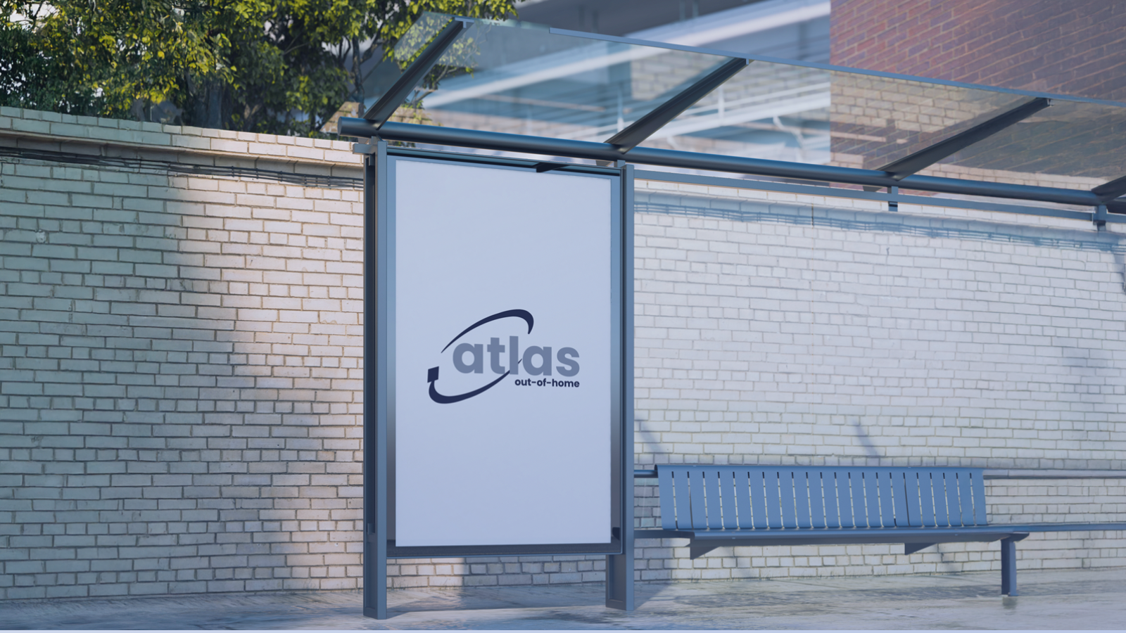 Street furniture advertising at bus shelter