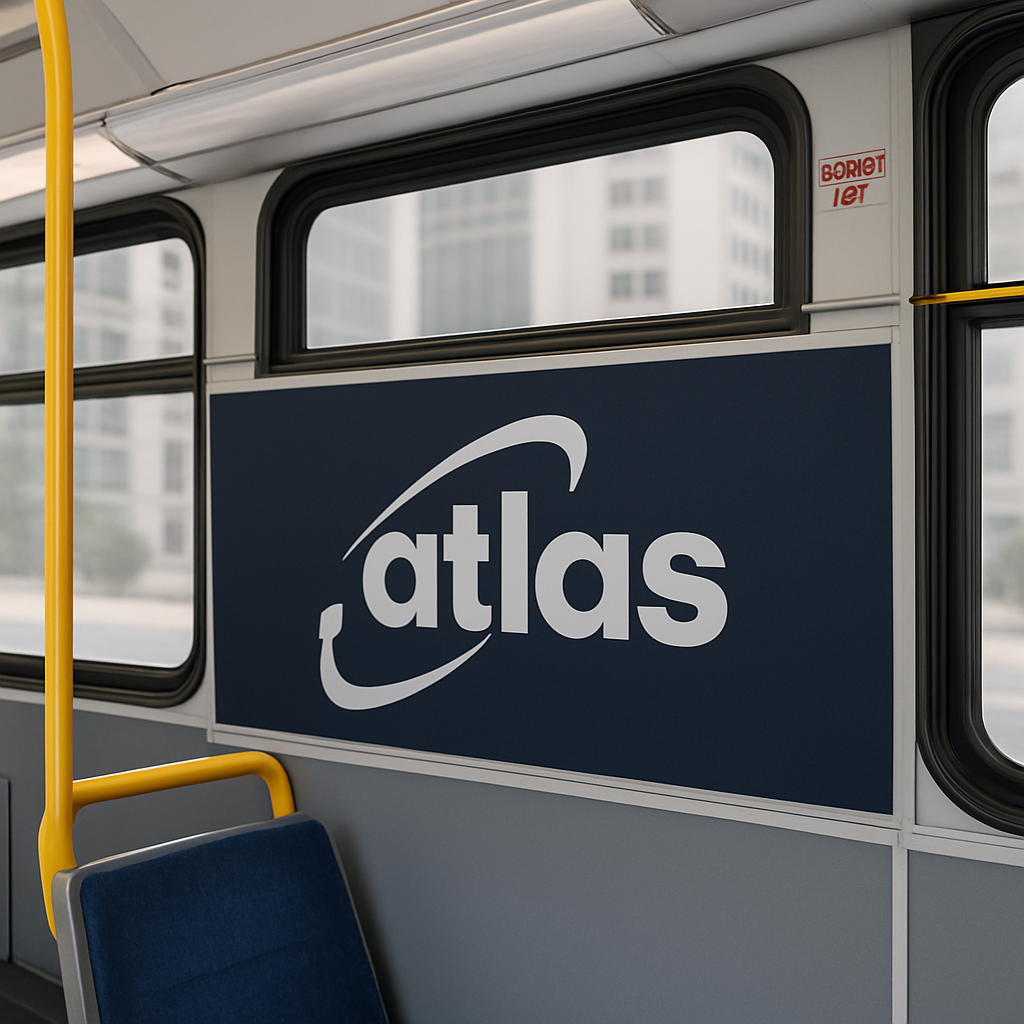 Interior Brand Bus advertising in San Francisco, California